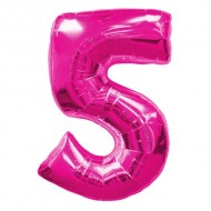 Воздушный шар цифра "5" малиновая